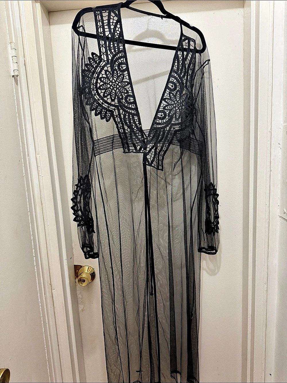 Black Lace Sheer Swim Cover-Up Like New